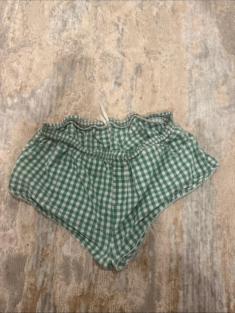 Anthropologie Green Gingham Lounge Shorts